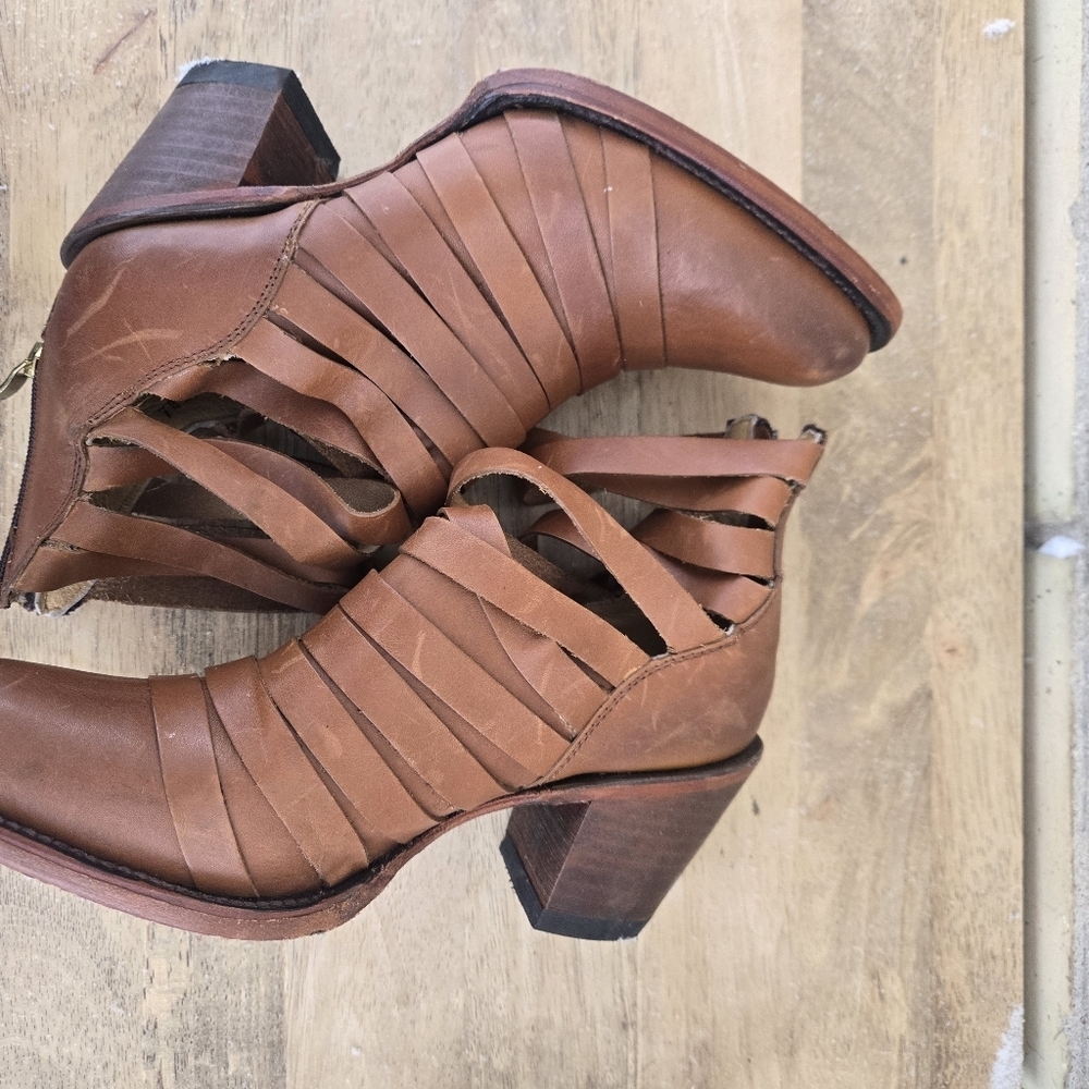 Strappy Leather Ankle Boots - Picture 10 of 10